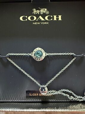 Coach Silver Bracelet with Teal Stone
